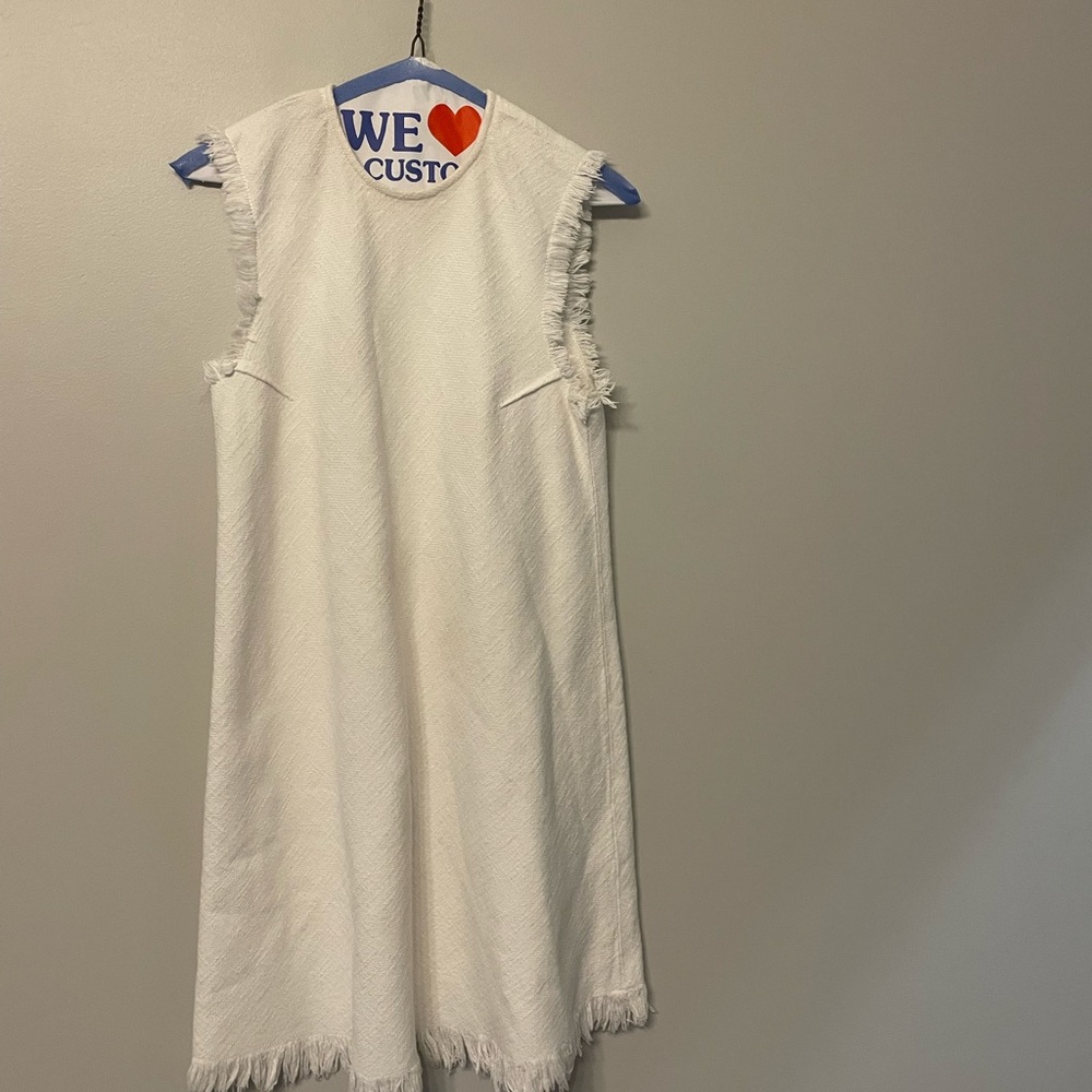 Vintage alexander wang white shift dress, frayed edges, size S